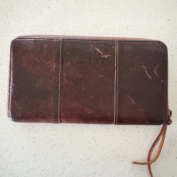 Will Leather Goods Brown Leather Full Zip Wallet 7.5”x4” - Picture 3 of 5